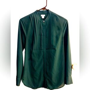 Like new emerald dark green J. Crew Puff long sleeve tunic blouse XS